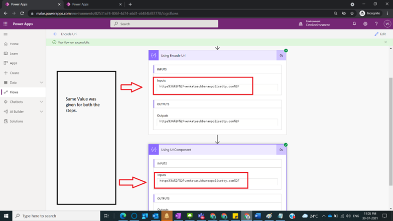 Usage of Encode Uri in Power Automate